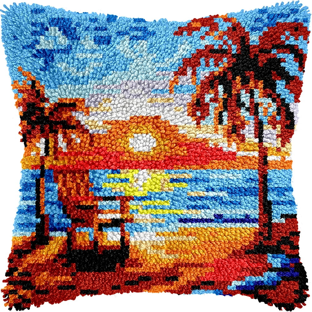 Beach | Pillow Latch Hooking Kit Cushion Cover (43x43cm)
