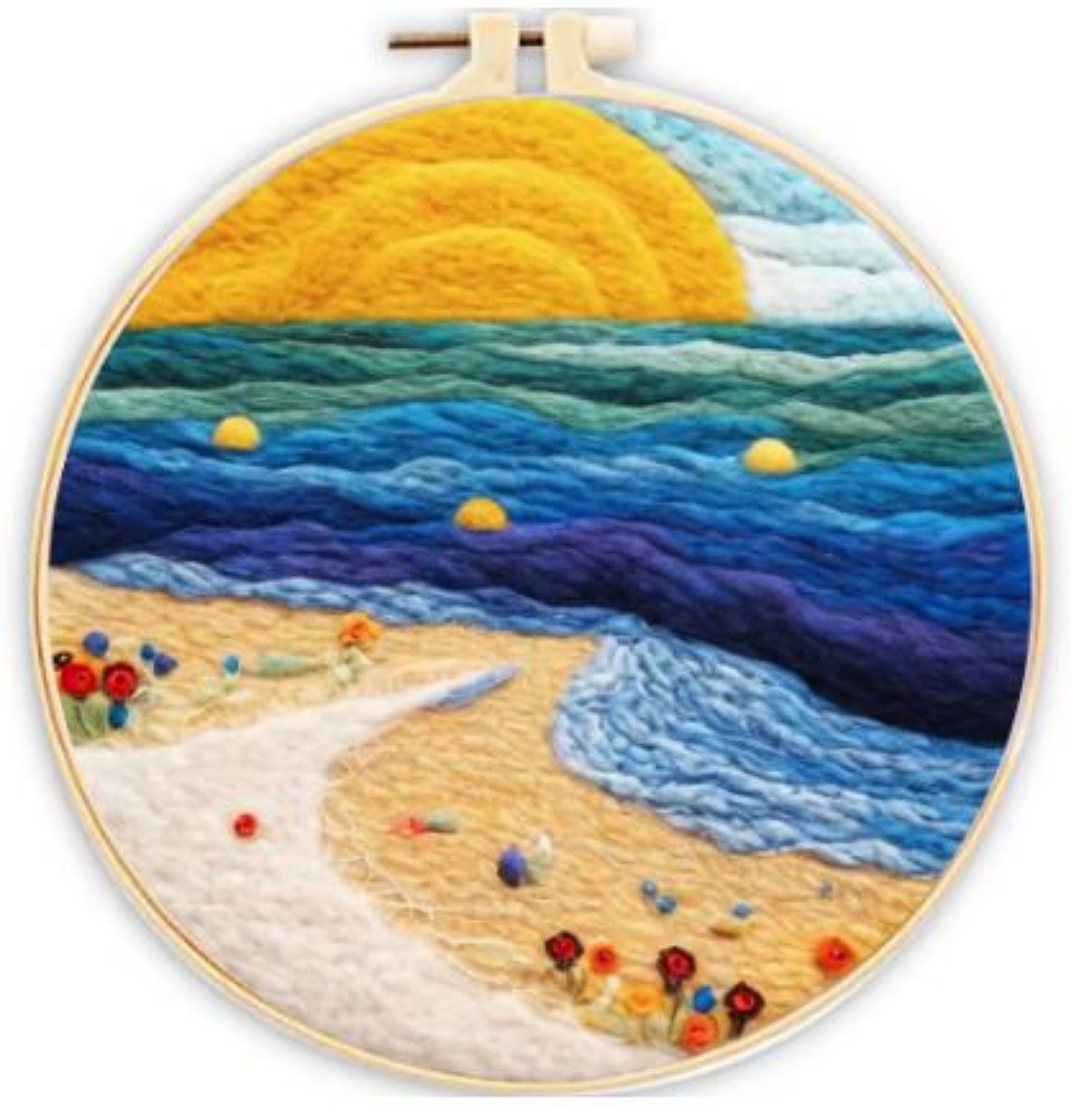 Beach | Needle Wool Felting Kit for Beginner (8" with Frame)