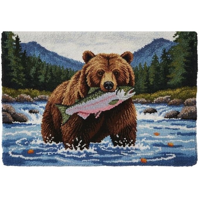 Bear Catching Fish | Rug Making Latch Hooking Kit