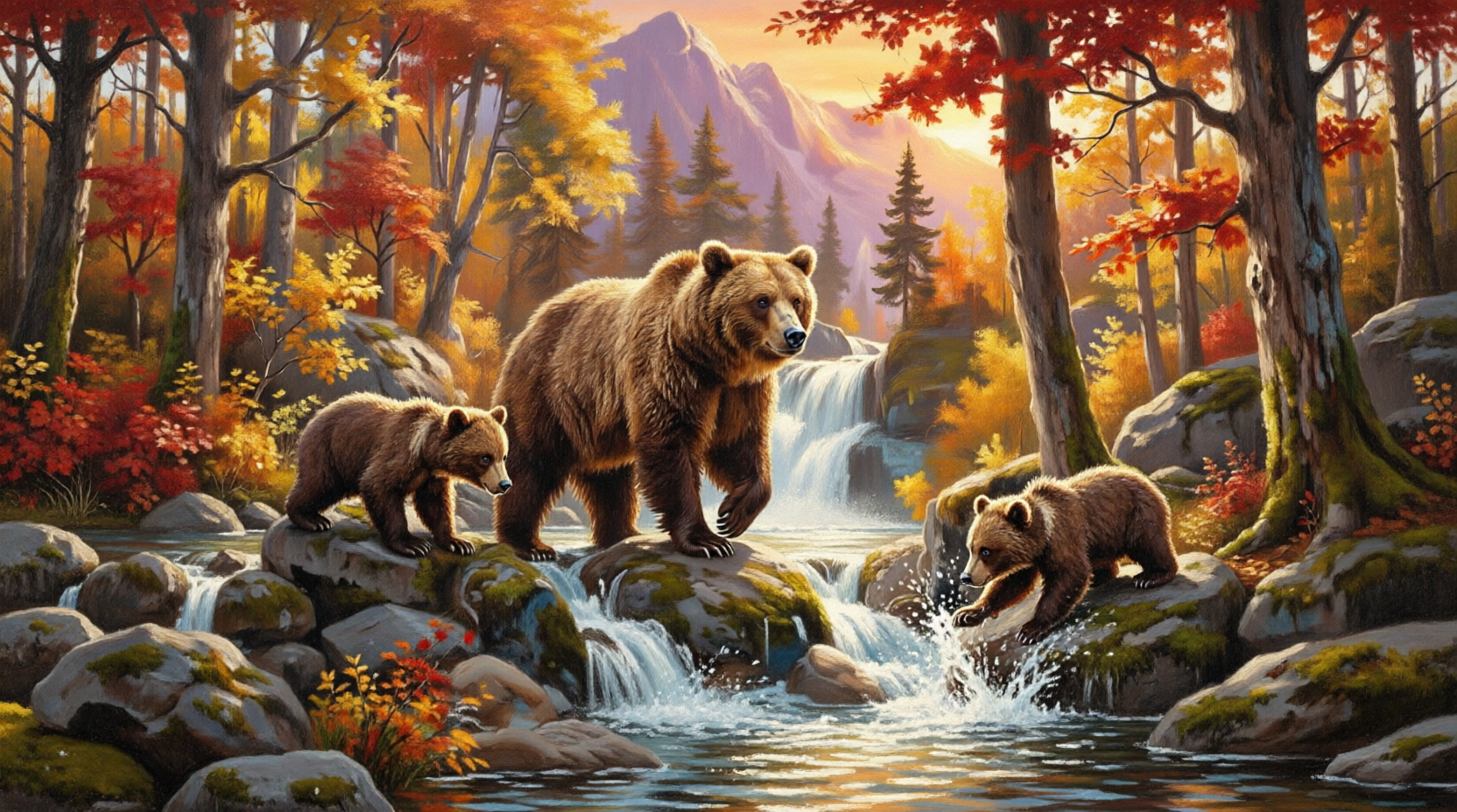Bear with Cubs | Paint By Numbers