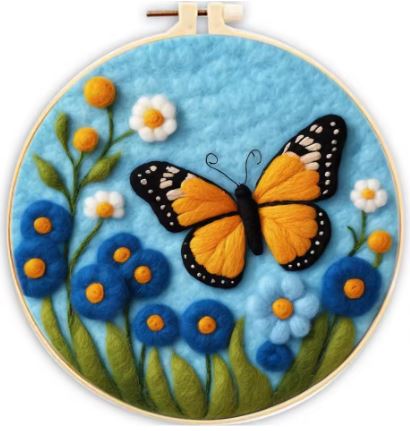 Butterfly | Needle Wool Felting Kit for Beginner (8" with Frame)