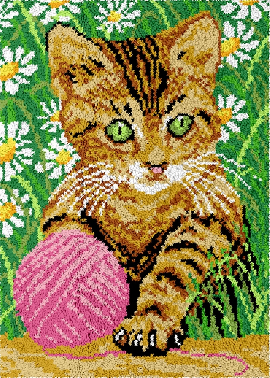 Cat Play With Yarn | Rug Making Latch Hooking Kit