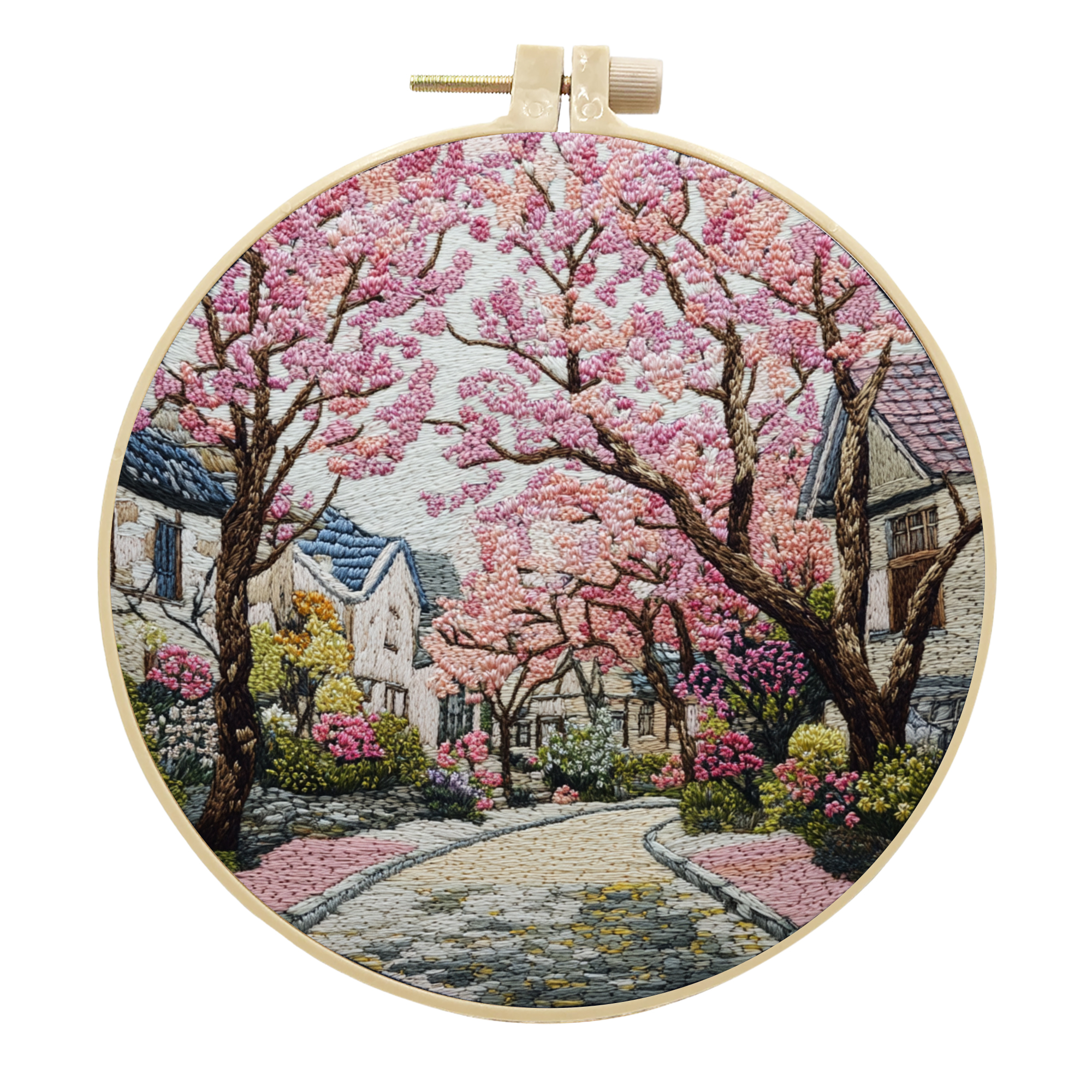 Cherry Blossoms | Cross Stitching Embroidery Kits for Beginners (20cm with frame)