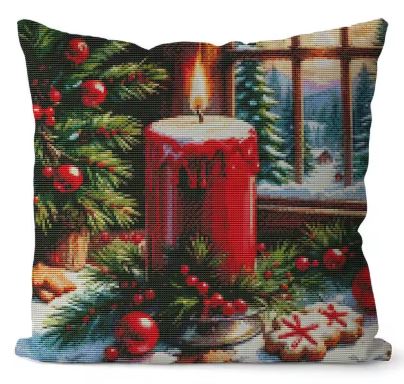 Christmas Candle | Pillow Cross Stitching Embroidery Kit (45x45cm 11CT)