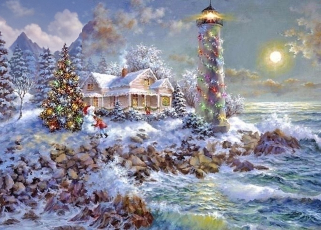 Christmas Lighthouse | Diamond Painting Embroidery Kit