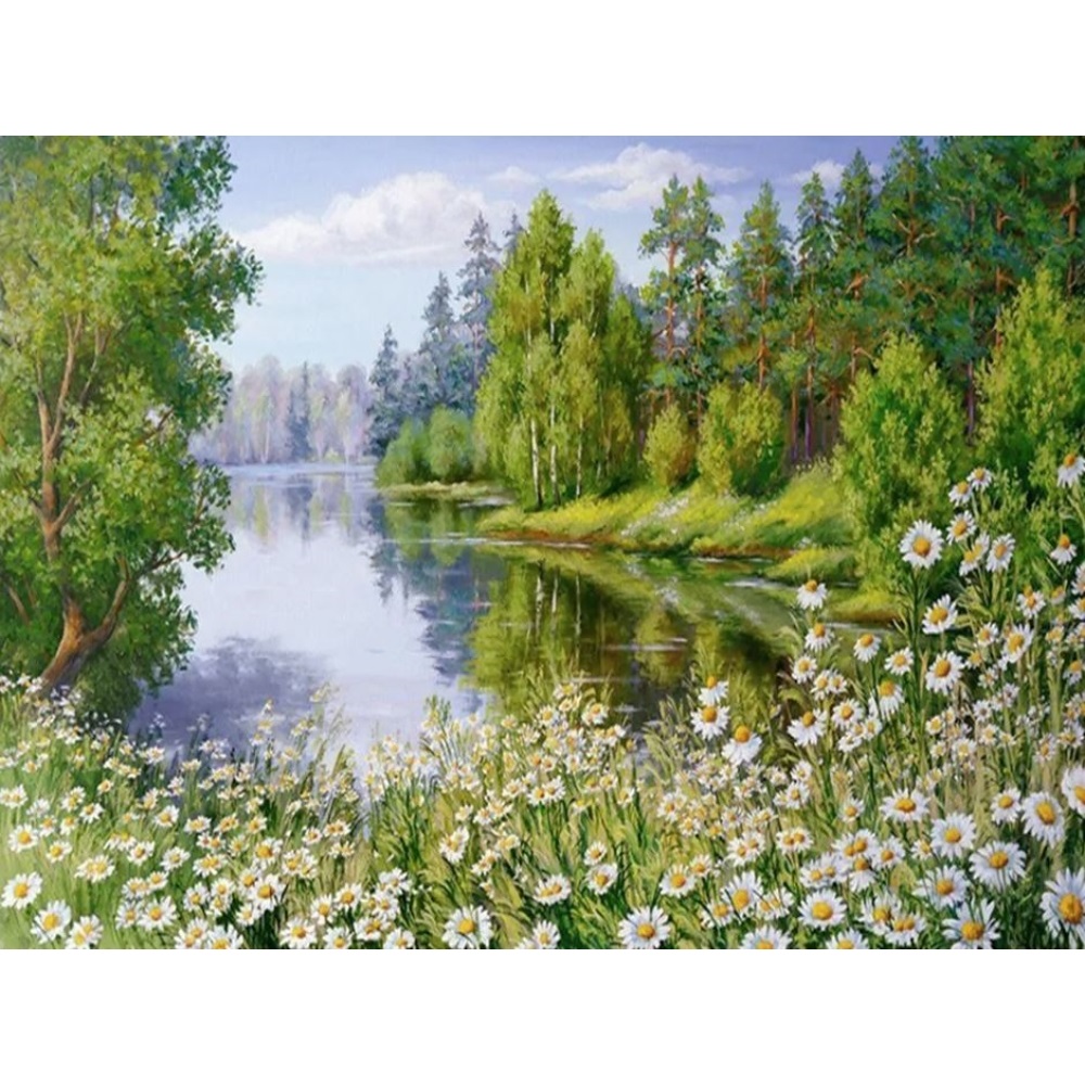 Daisy Landscape | Cross Stitch Needlework Embroidery Kit