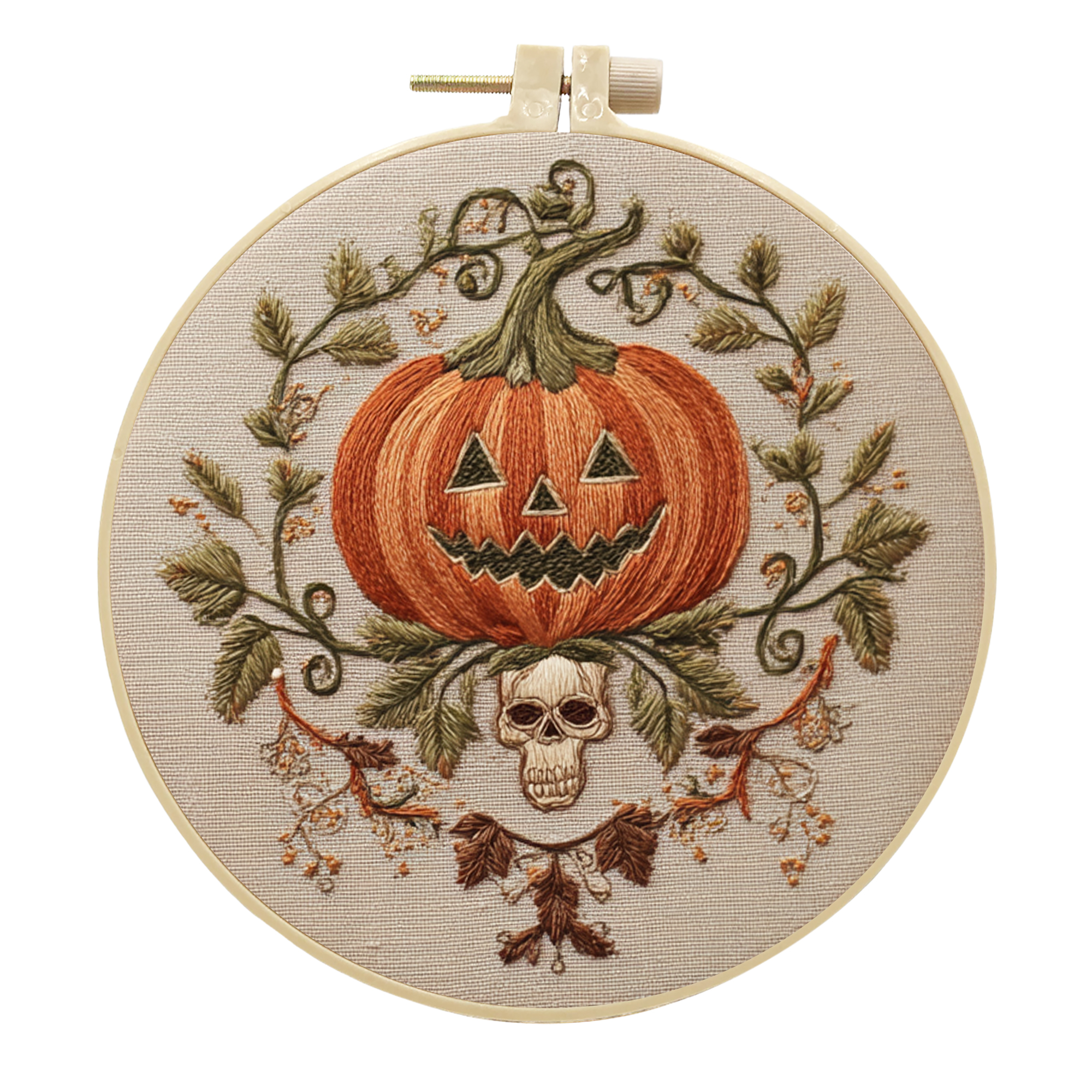 Halloween Pumpkin | Cross Stitching Embroidery Kits for Beginners (20cm with frame)