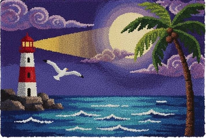 Lighthouse At Night | Rug Making Latch Hooking Kit