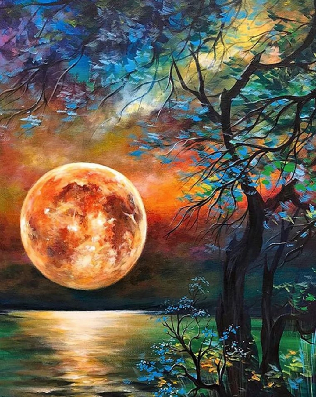 Moon and Tree | Cross Stitch Needlework Embroidery Kit