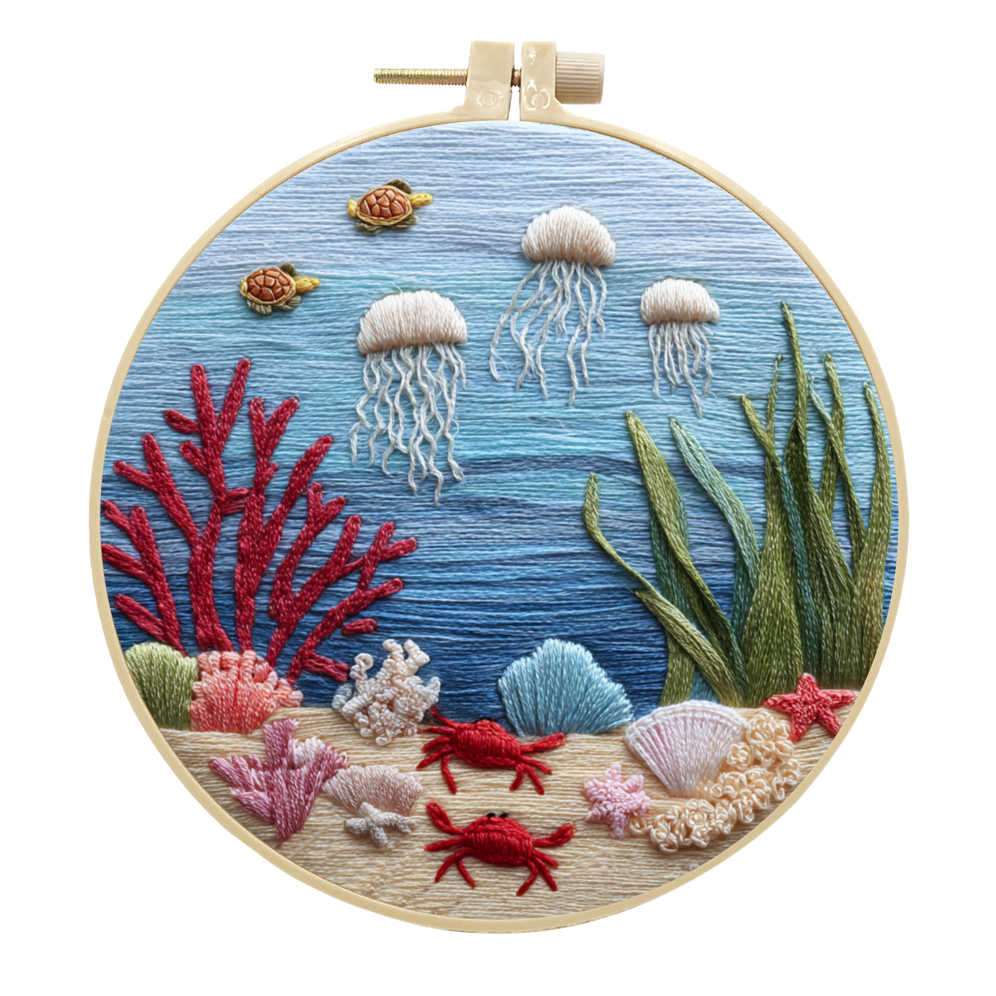 Ocean Floor | Cross Stitching Embroidery Kits for Beginners (20cm with frame)