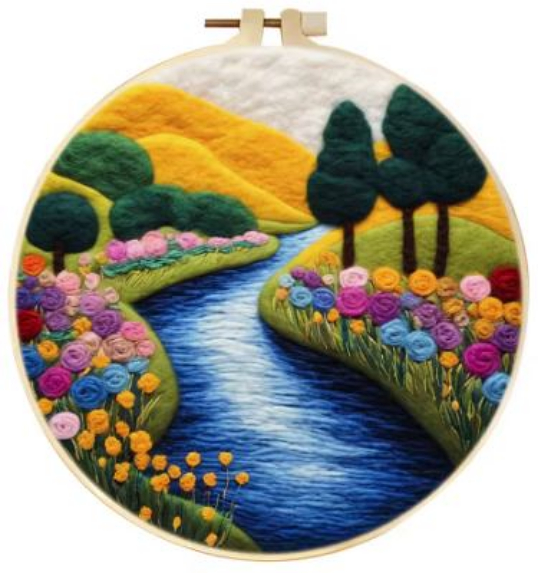Peaceful River | Needle Wool Felting Kit for Beginner (8" with Frame)