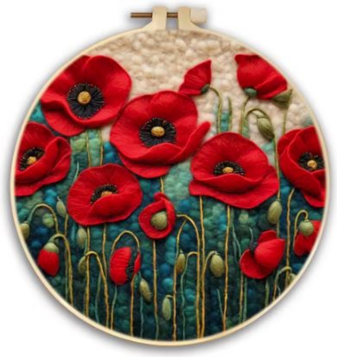 Poppies | Needle Wool Felting Kit for Beginner (8" with Frame)