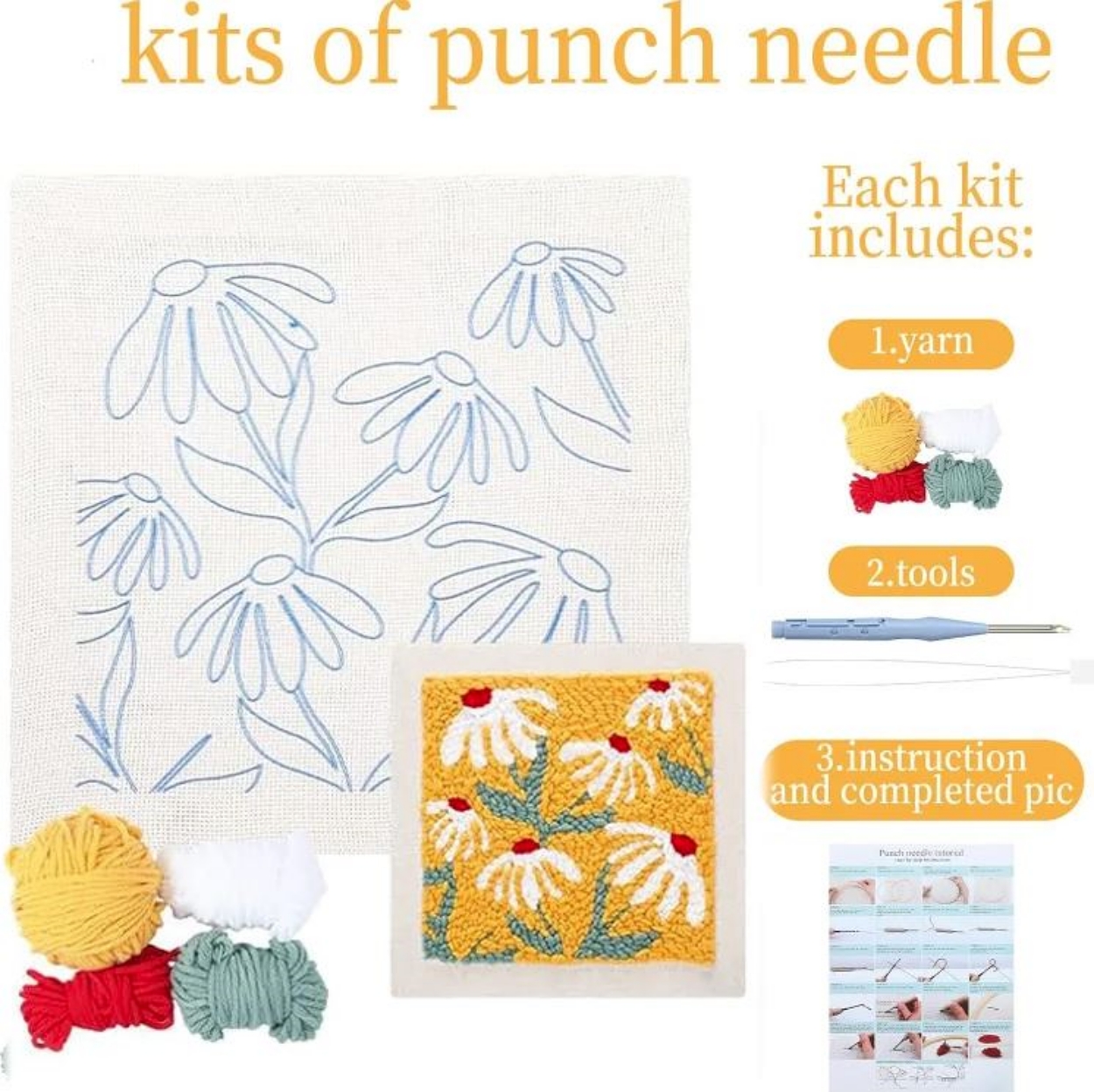 Punch Needle Kit | Beach Scenery (with Frame)