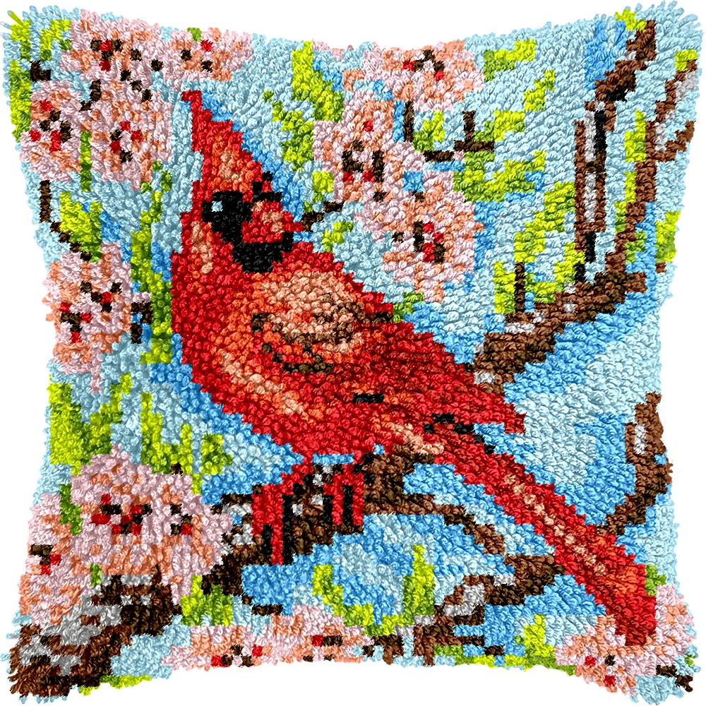 Red Cardinal | Pillow Latch Hooking Kit Cushion Cover (43x43cm)