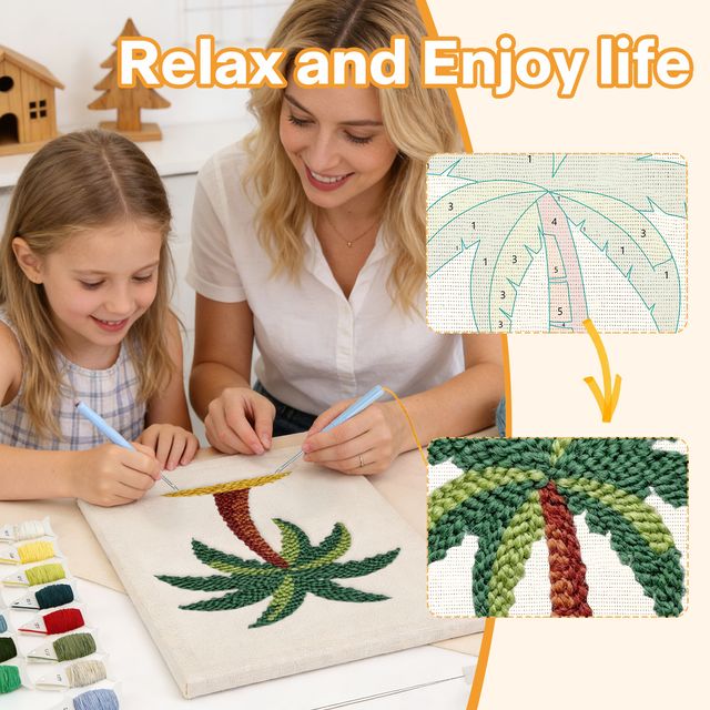 Punch Needle Kit | Palm Tree (with Frame)