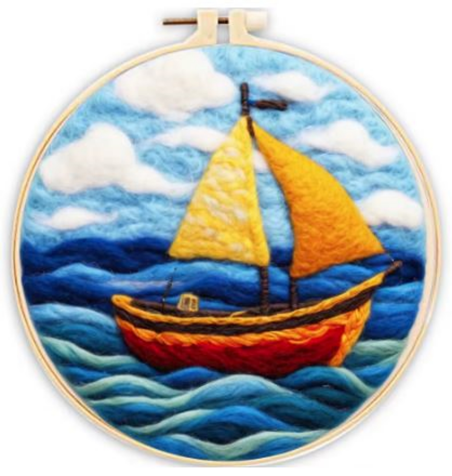 Sailboat | Needle Wool Felting Kit for Beginner (8" with Frame)