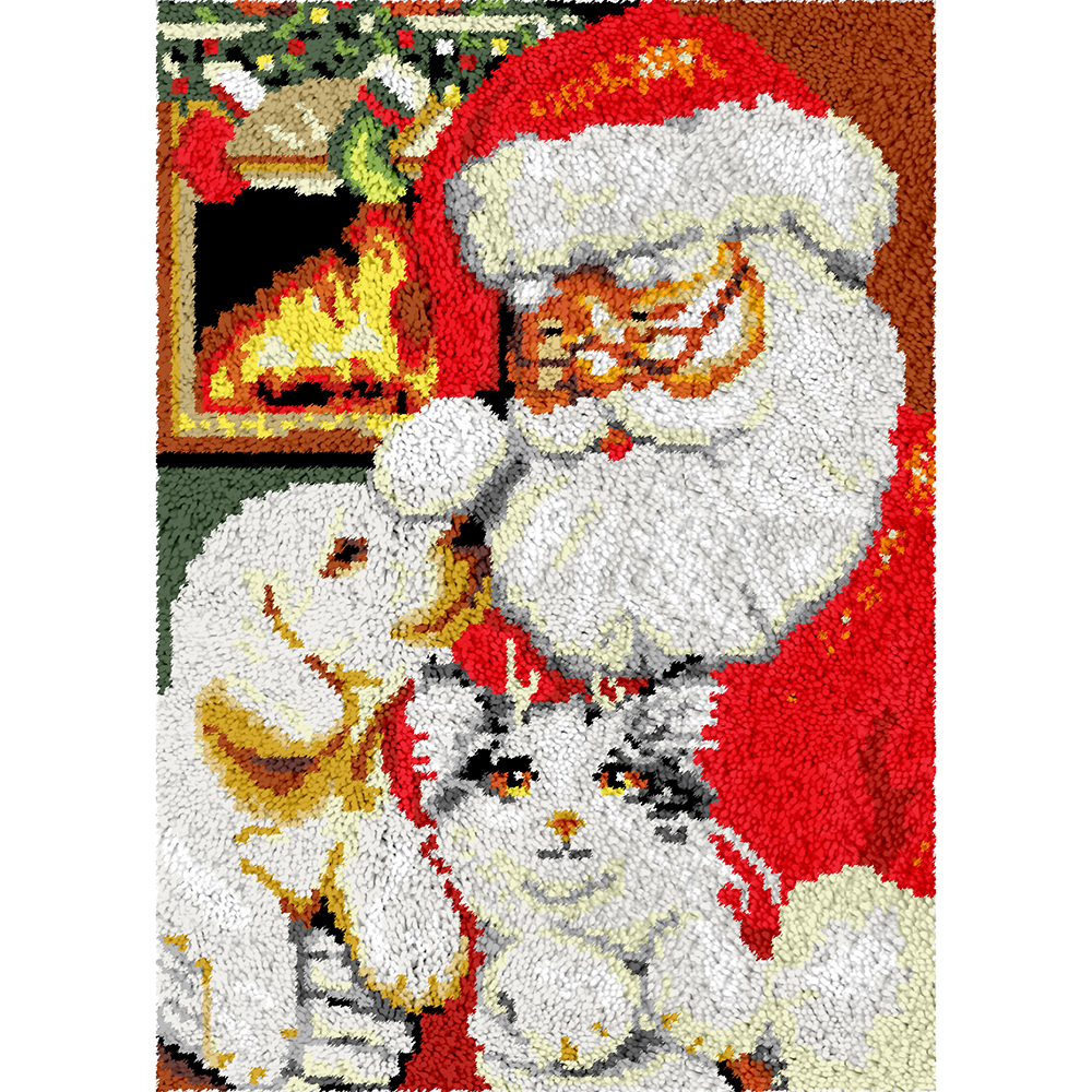 Santa With Pets | Rug Making Latch Hooking Kit
