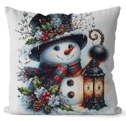 Snowman | Pillow Cross Stitching Embroidery Kit (45x45cm 11CT)