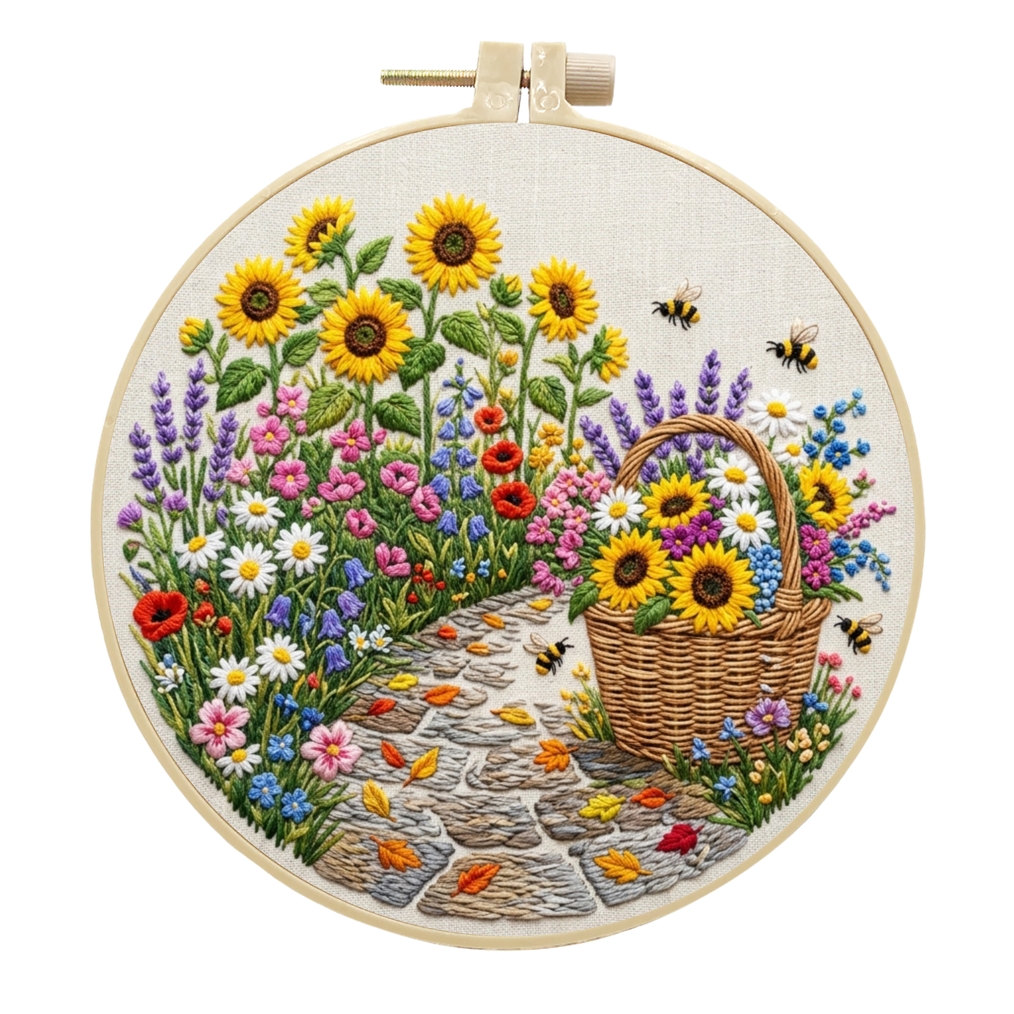 Sunflowers | Cross Stitching Embroidery Kits for Beginners (20cm with frame)