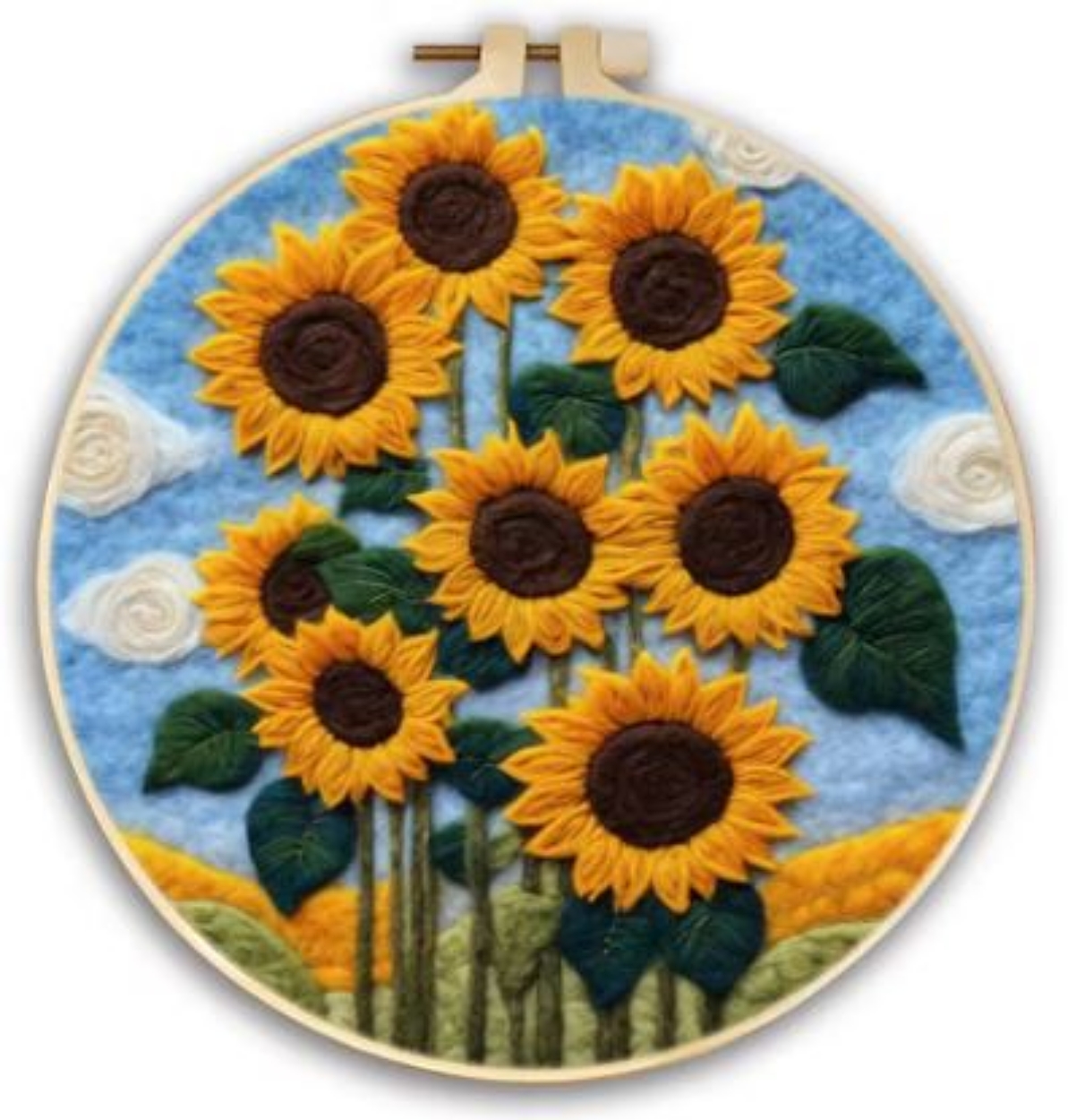 Sunflowers | Needle Wool Felting Kit for Beginner (8" with Frame)
