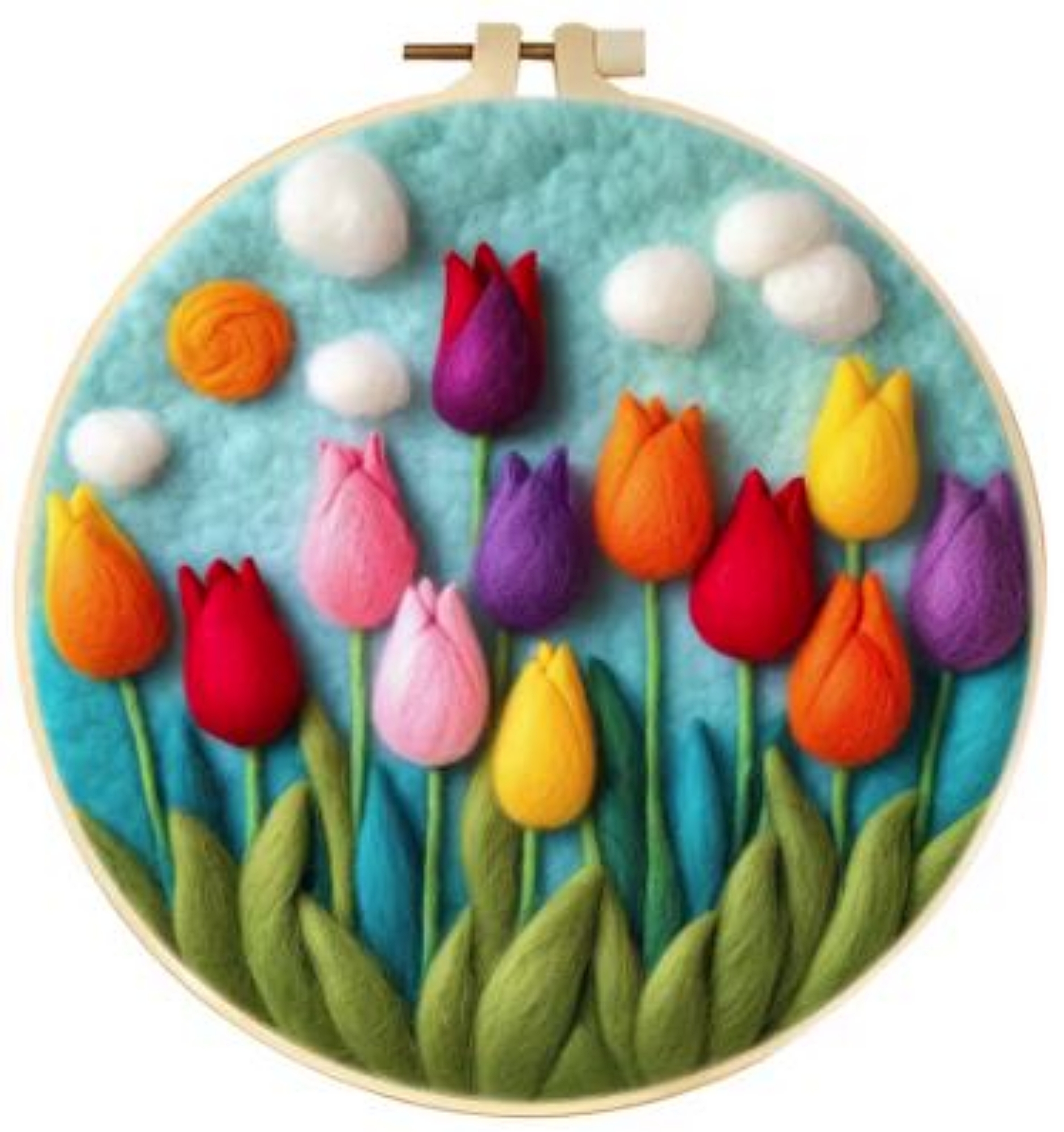 Tulips | Needle Wool Felting Kit for Beginner (8" with Frame)