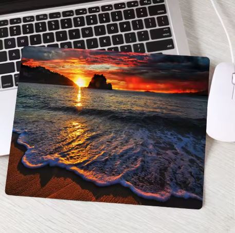 Waves Sunset | Natural Rubber Anti-slip Mouse Pad (29x25cm)