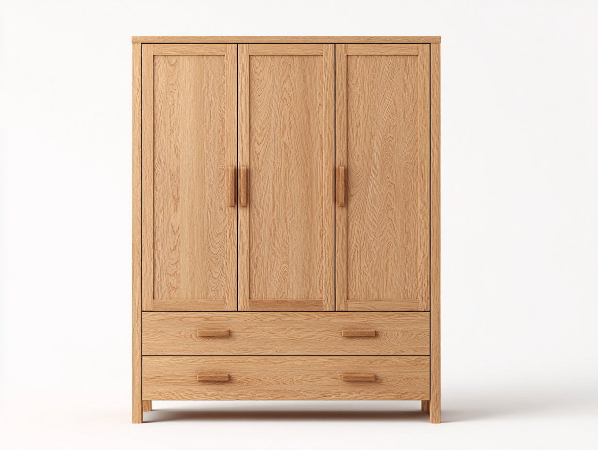 Kleiderschrank 120x52x180 cm - Holzoptik Braun - 3 Türen und 2 Schubladen - modernes Schlafzimmermöbel-Fasadodecor