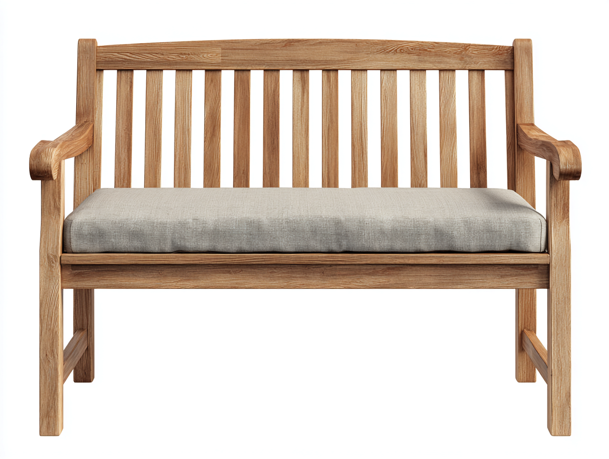 Gartenbank 118x62x88 cm - Holzoptik Braun-Beige - 2-Sitzer mit Armlehnen - klassisches Outdoor-Möbel-Fasadodecor