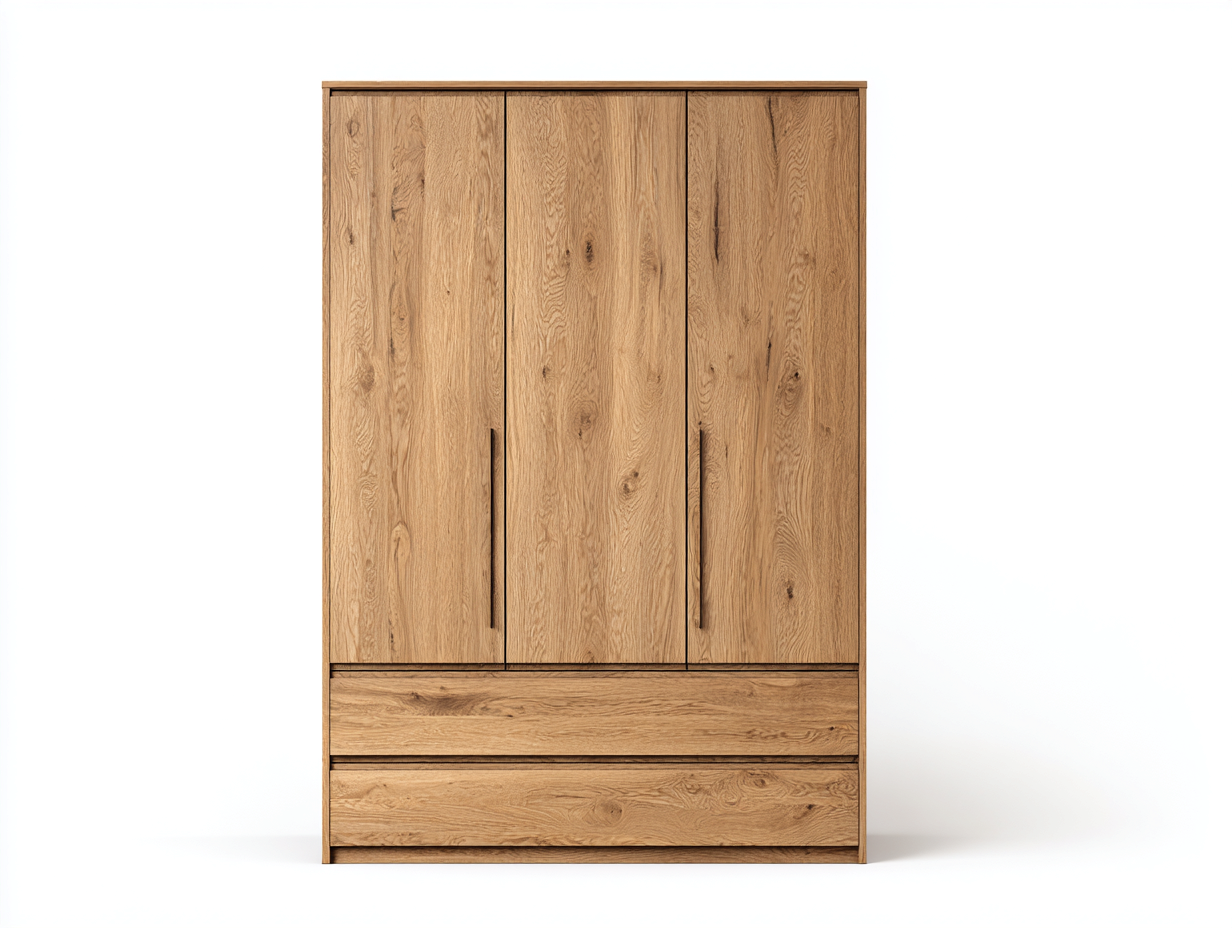 Kleiderschrank 120x55x190 cm Holzwerkstoff Braun - 3 Türen und 2 Schubladen - Modernes Design-Fasadodecor