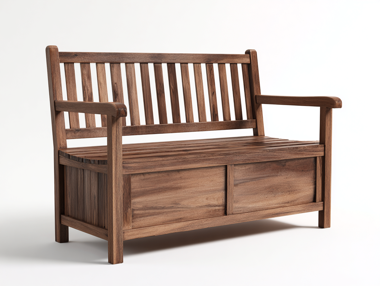 Gartenbank Massivholz 125x60x90 cm Braun - mit Stauraum - Klassisches Design-Fasadodecor