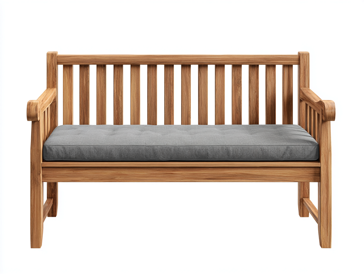 Gartenbank Massivholz 120x62x92 cm Braun-Beige - mit Sitzkissen - Klassisches Design-Fasadodecor