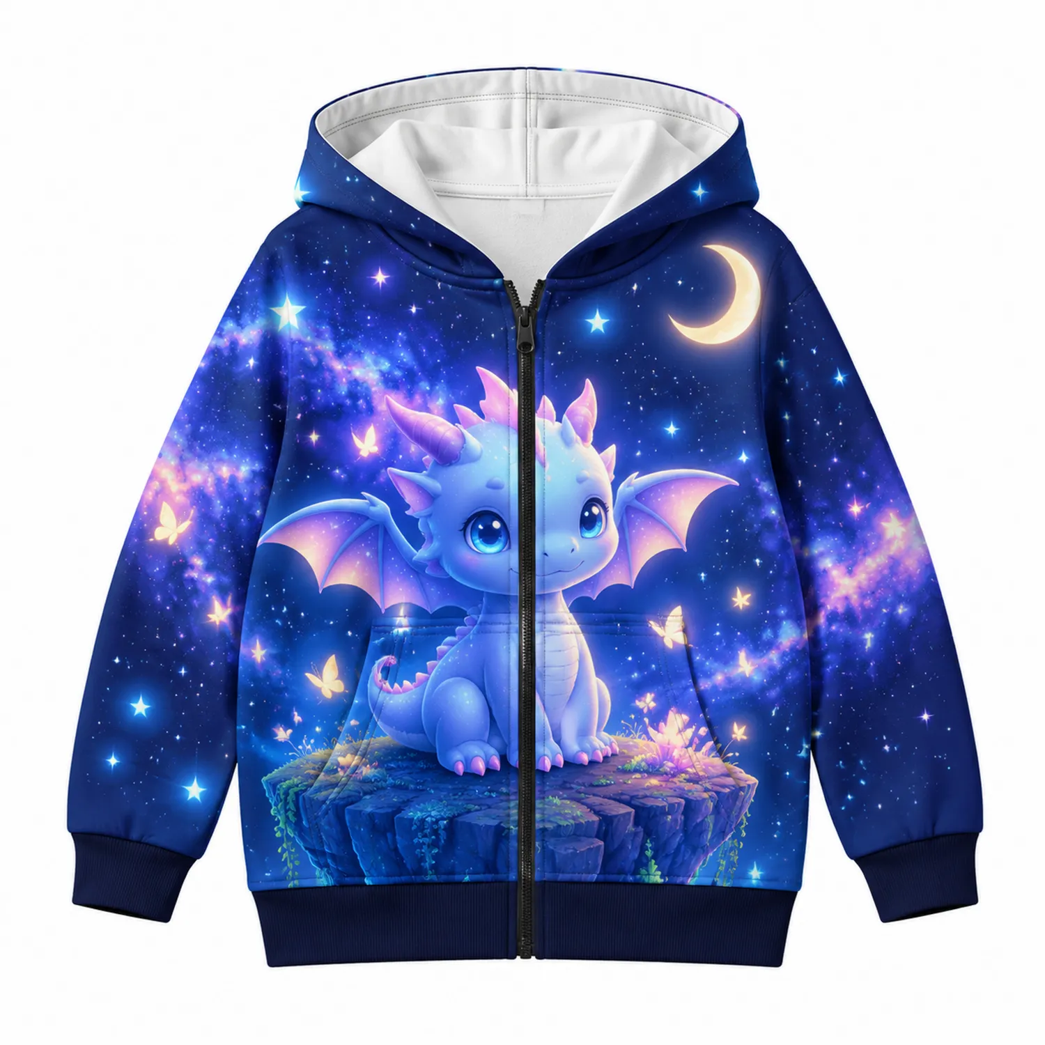 Felpa con Cappuccio Zip Bambina Drago Galassia