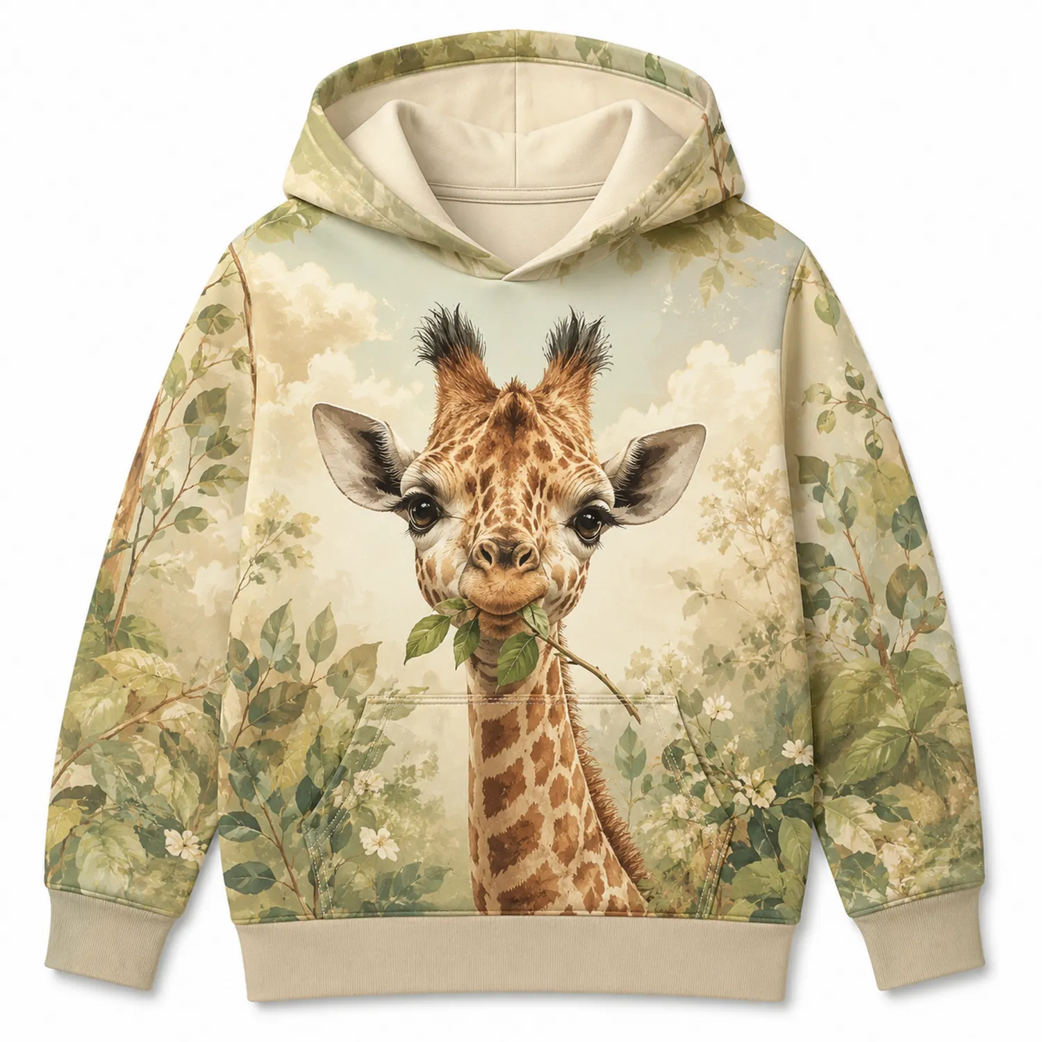 Felpa con Cappuccio Bambini Giraffa Grafica Unisex