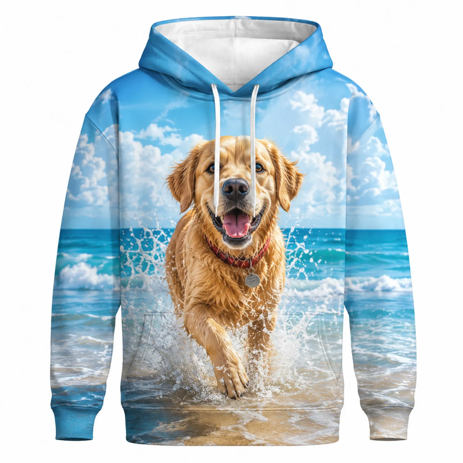 Felpa con Cappuccio Golden Retriever Stampa Cane