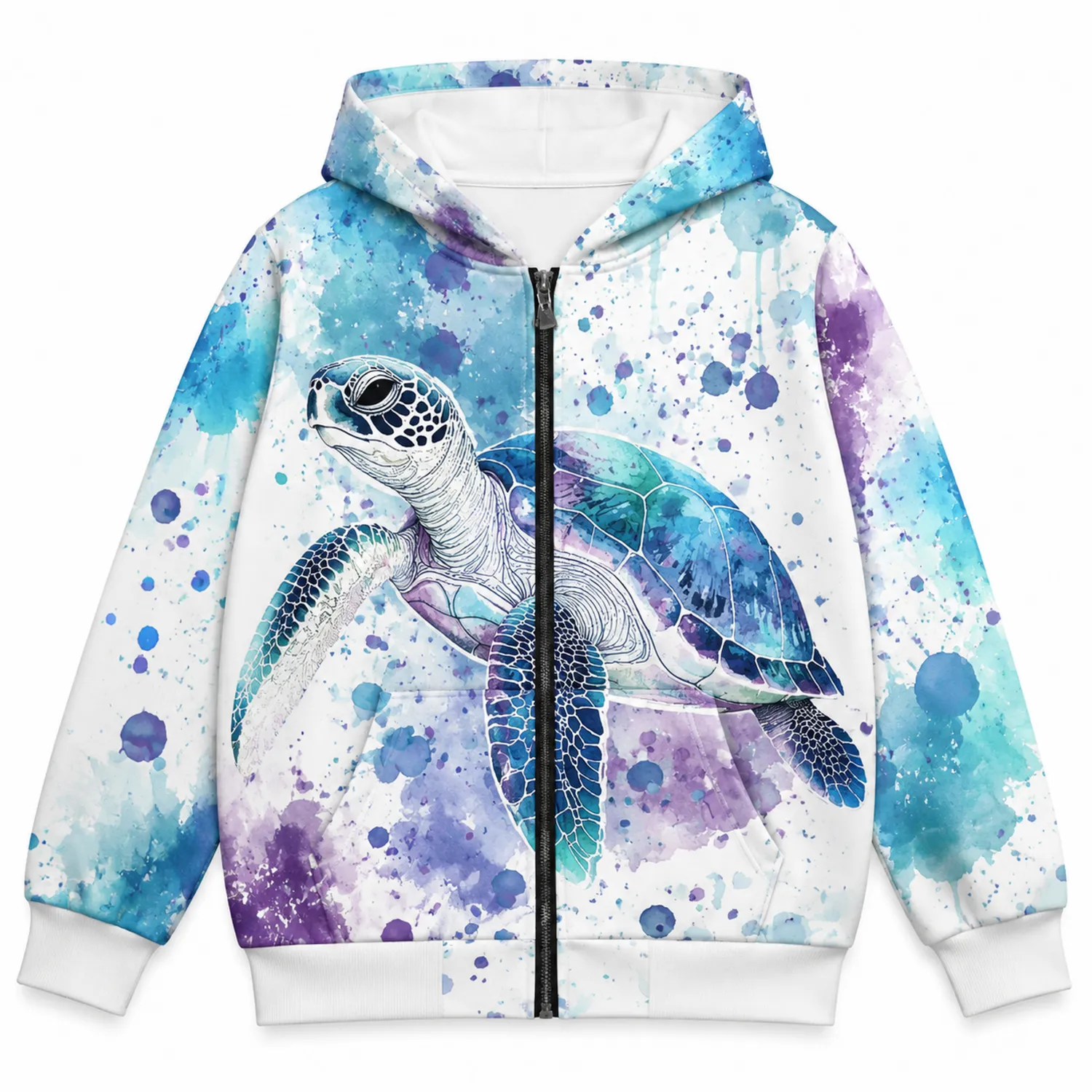 Felpa con Cappuccio Zip Bambino Tartaruga Marina Stampa