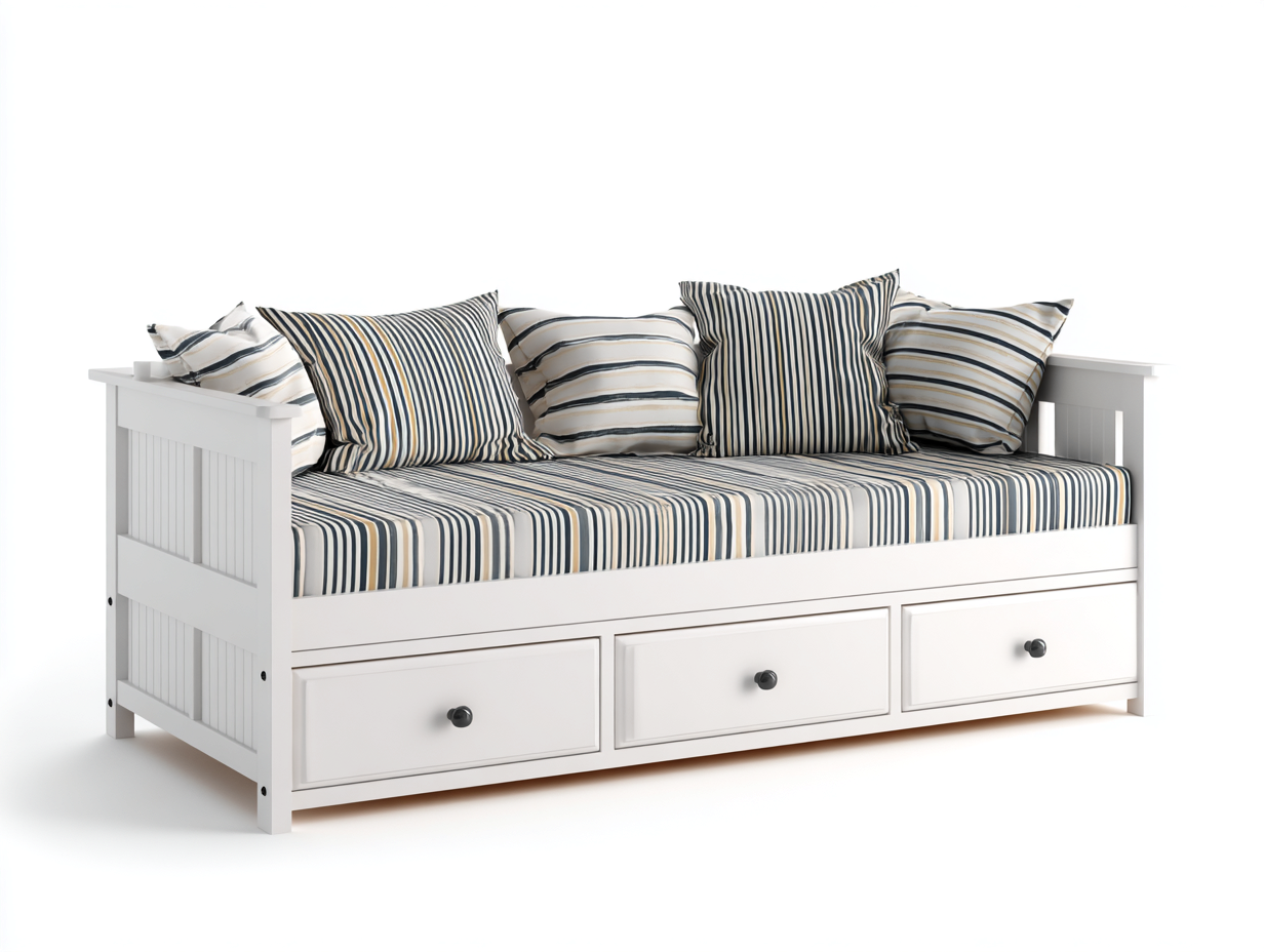 Sofás cama 200x95x85 cm - madera MDF blanco - con 3 cajones - diseño moderno-Ravoraiaabode