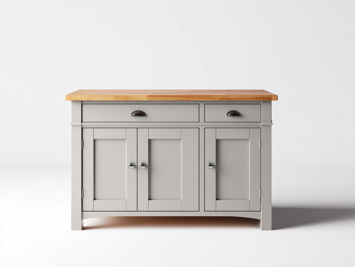 Aparadores 120x40x80 cm - madera MDF gris y encimera marrón - con 3 puertas y 2 cajones - diseño moderno-Ravoraiaabode