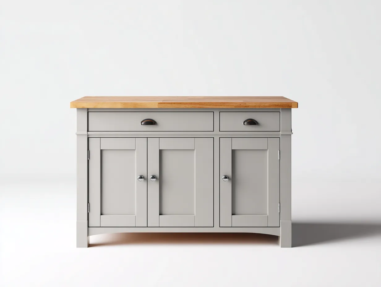Aparadores 120x40x80 cm - madera MDF gris y encimera marrón - con 3 puertas y 2 cajones - diseño moderno-Ravoraiaabode