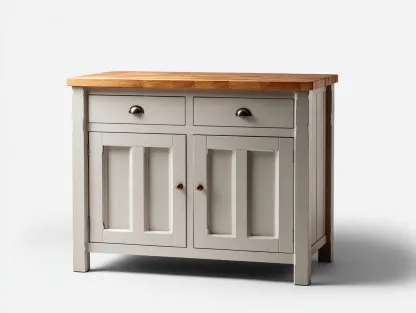 Aparadores de madera 100x40x80 cm - color blanco madera - diseño clásico con 2 puertas y 2 cajones para salón-Ravoraiaabode