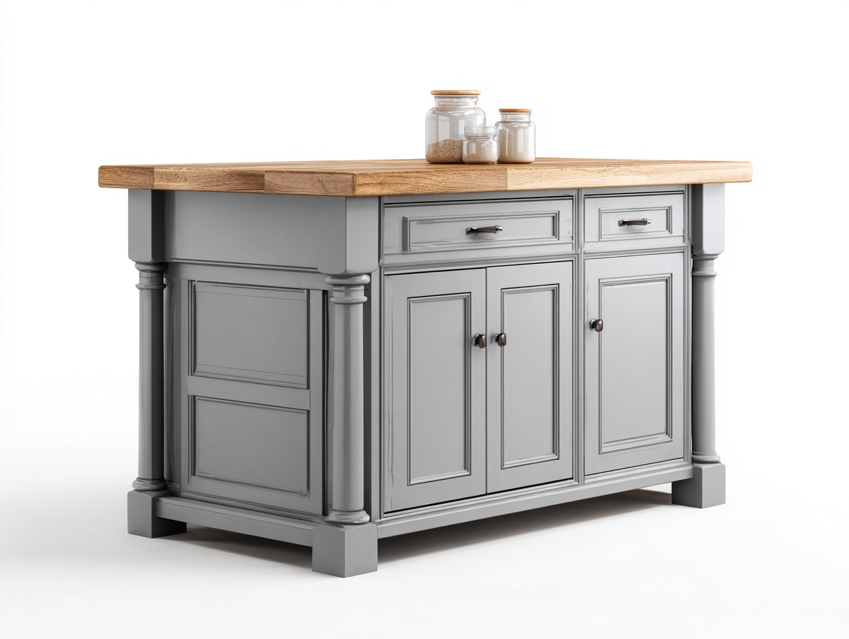 Aparadores madera 150x45x90 cm gris encimera natural almacenamiento clásico cocina-Ravoraiaabode