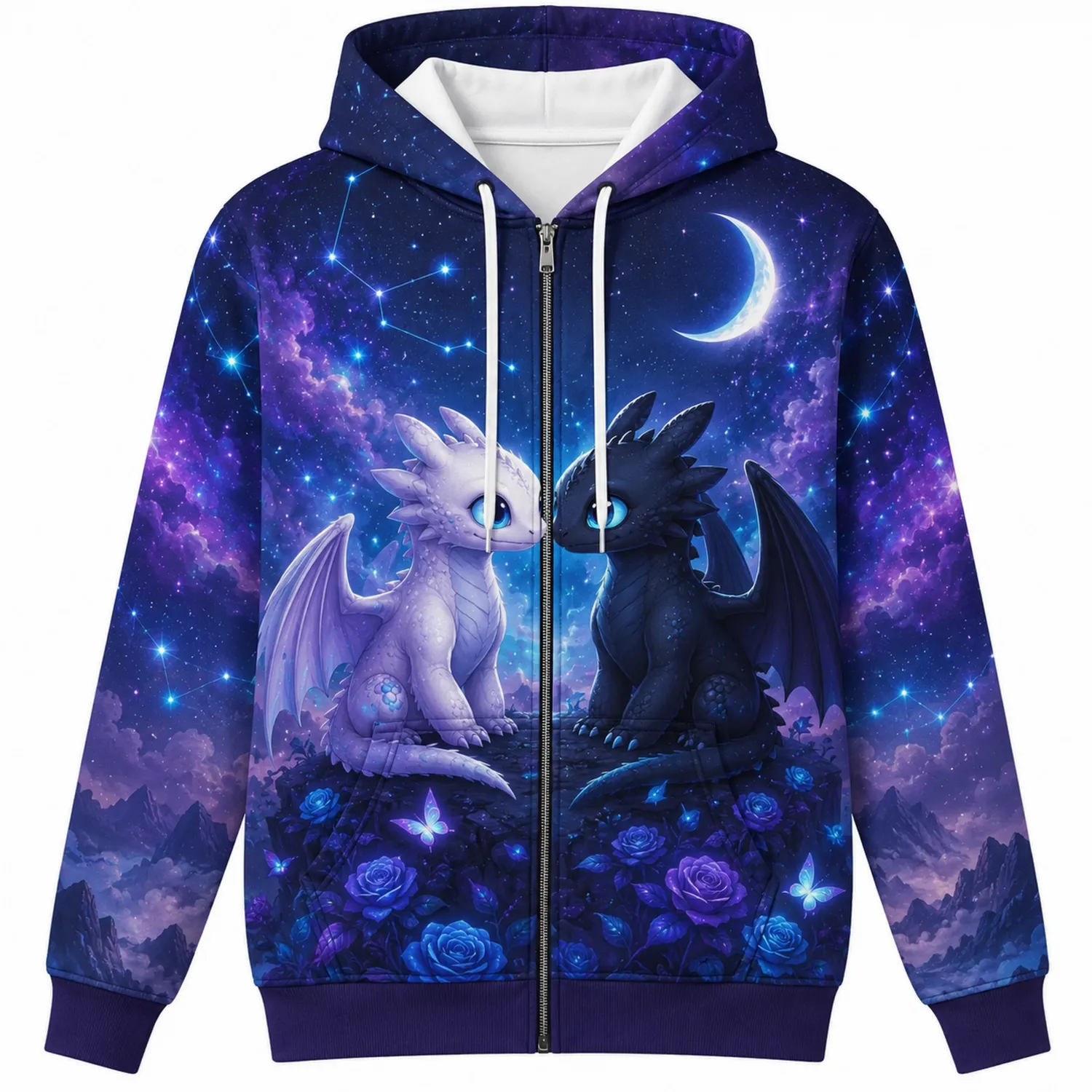 Chaqueta con Capucha Dragón Galaxia Rosa Grafito Mujer