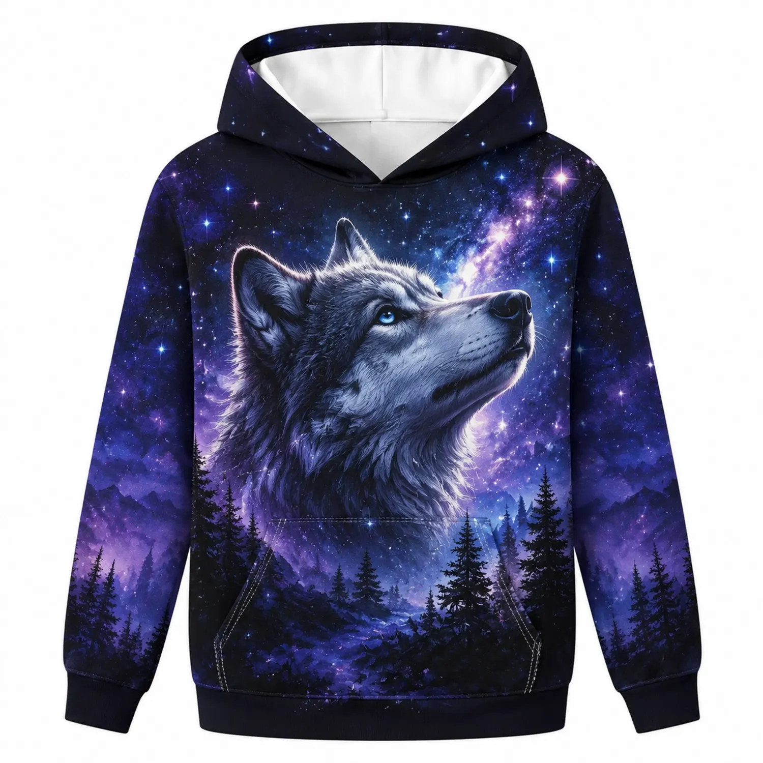 Sudadera con Capucha Lobo Galaxia Niños Adolescente