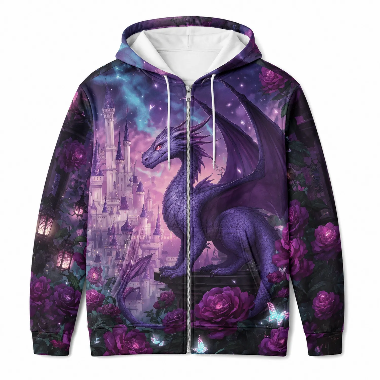 Sudadera con Capucha para Niños Estampado Dragón Castillo Rosas
