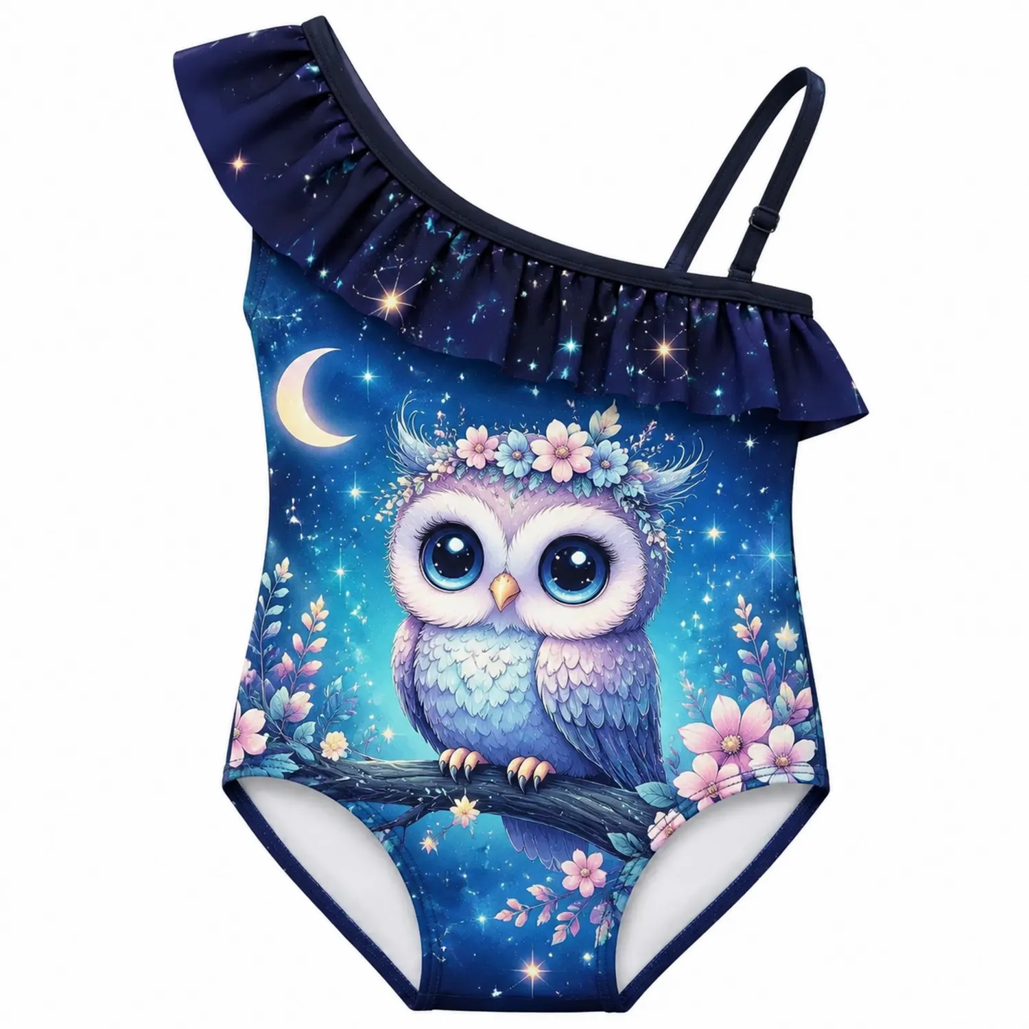 Traje de Baño Niñas Búho Galaxia Una Pieza