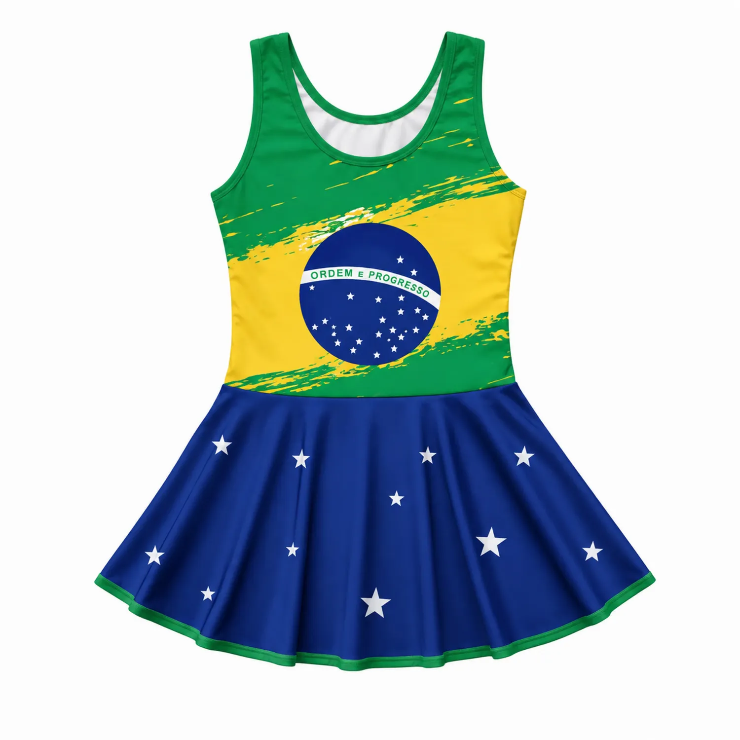 Vestido de Baño Niñas con Diseño de Bandera Brasilera