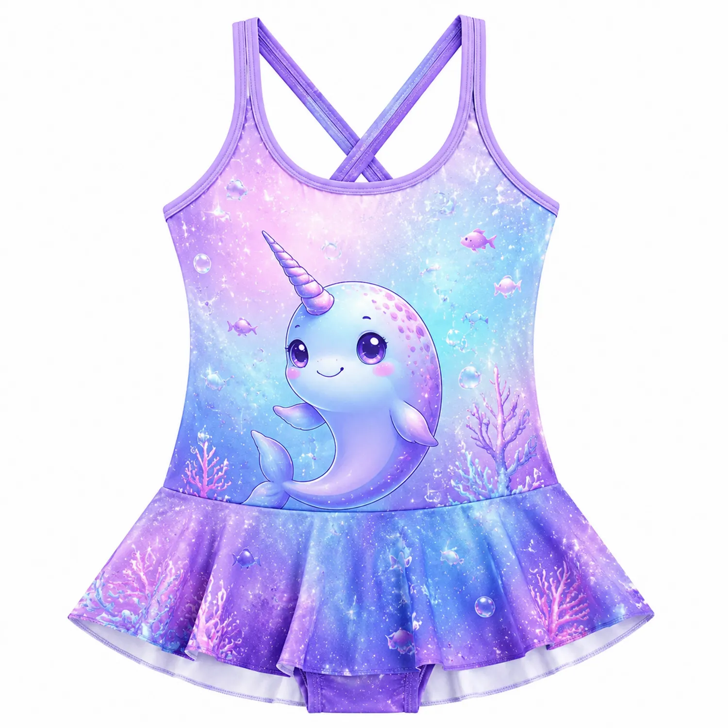 Traje de Baño Niña Narval Unicornio Galaxy con Volante