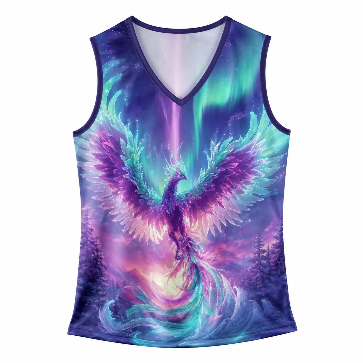 Camiseta sin Mangas Mujer Fénix Galaxia V Cuello