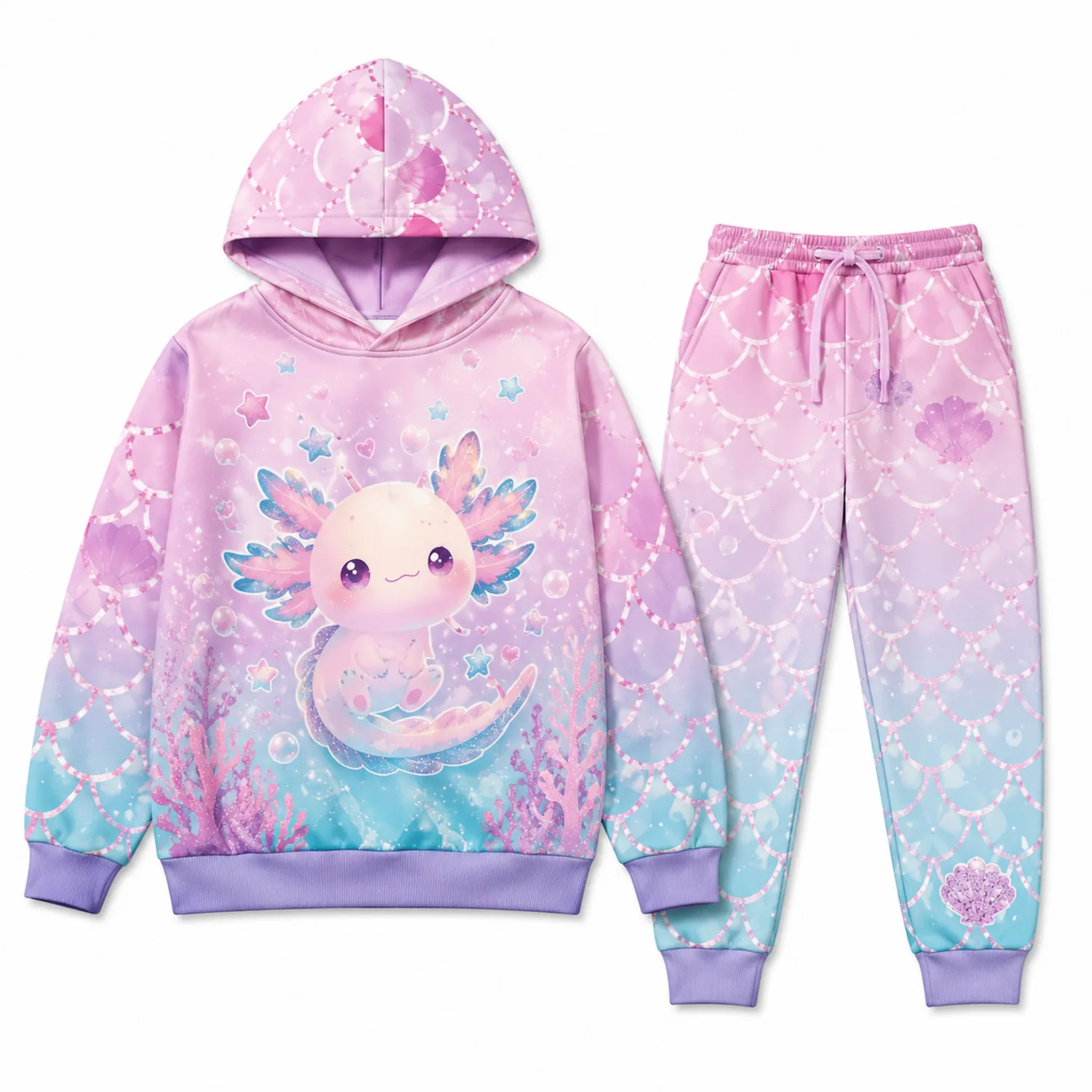 Conjunto Deportivo Niña Sudadera y Pantalón Axolote Escamas