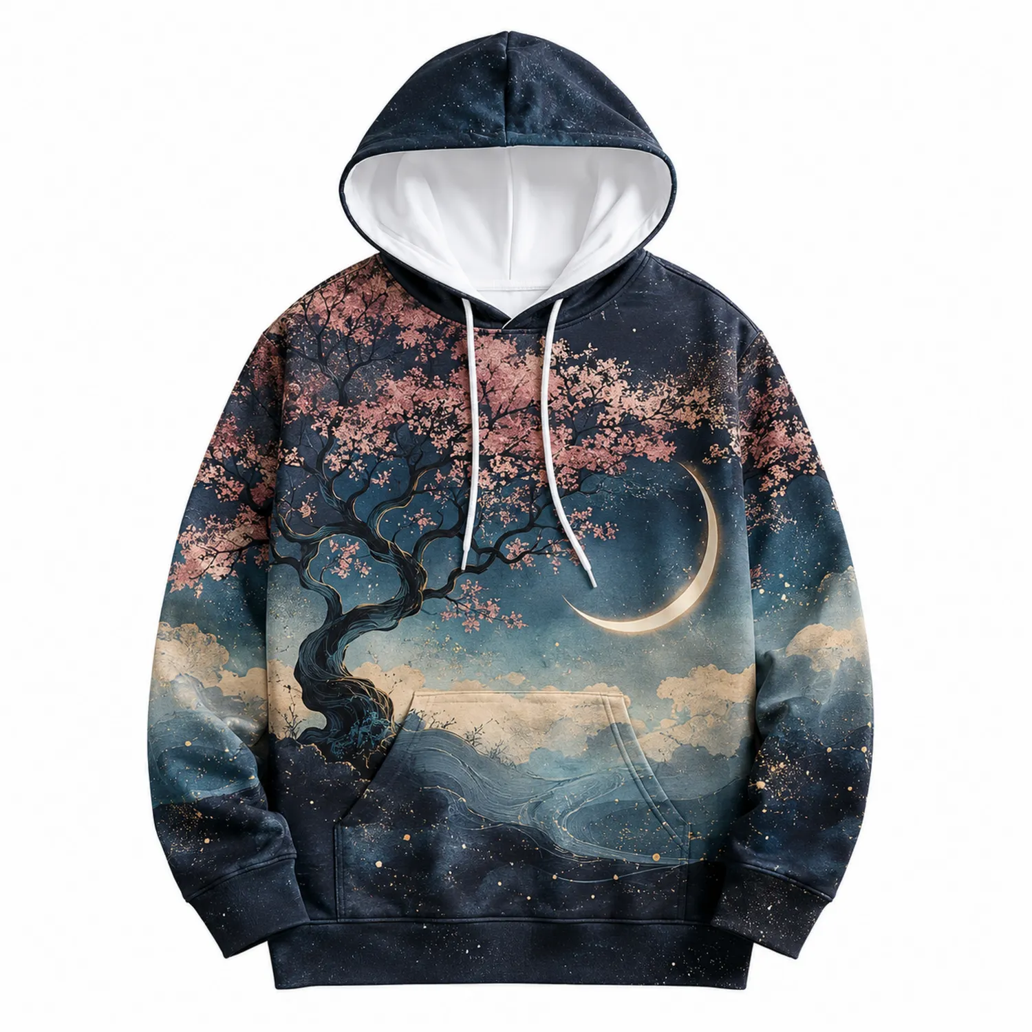 Sudadera con Capucha Árbol Luna Manga Larga Mujer