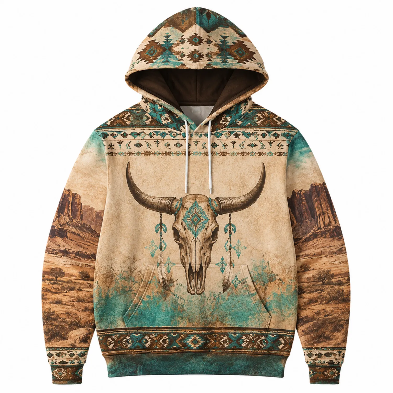 Sudadera con Capucha Estampado Azteca de Calavera para Niños
